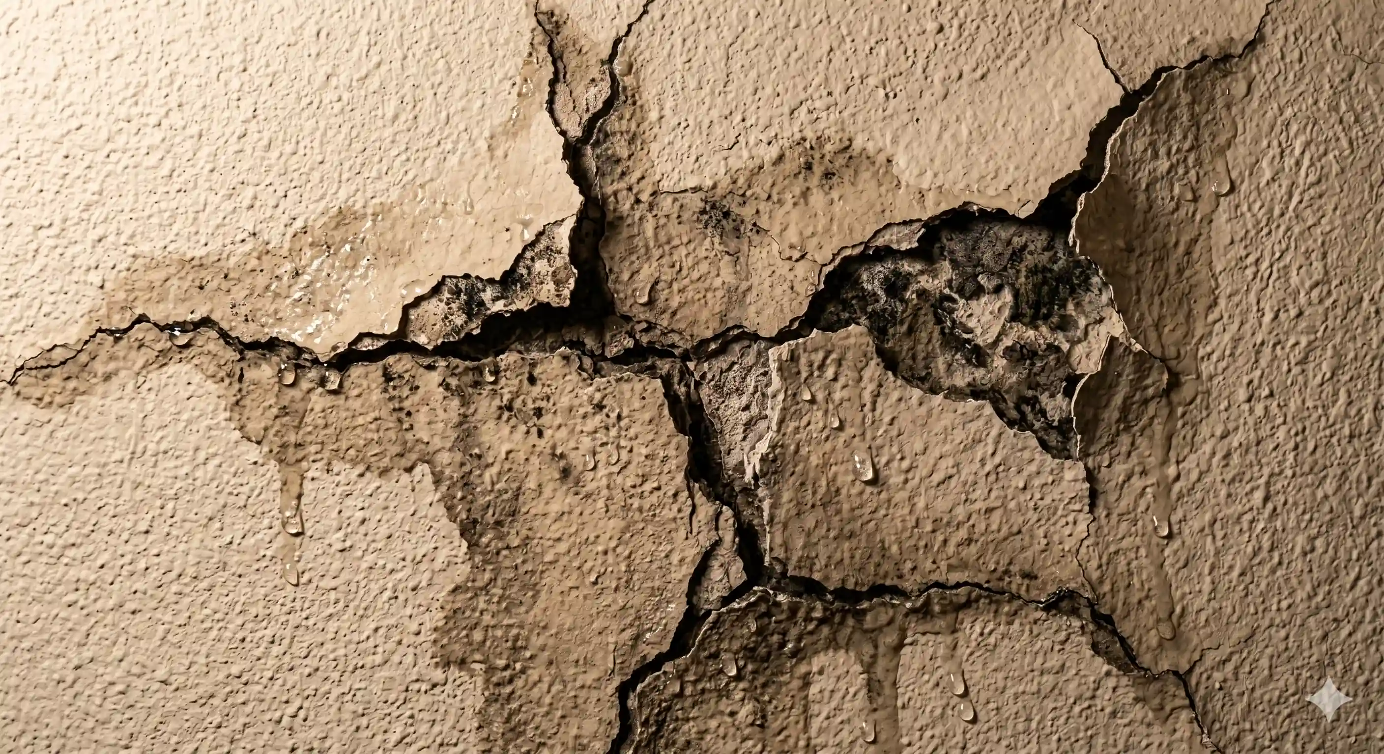 Cracks in plaster caused by temperature swings